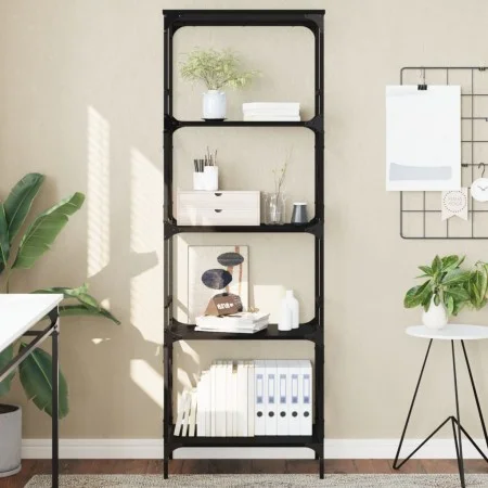 5-shelf black engineered wood bookcase 59x35x171 cm by , Bookcases and shelves - Ref: Foro24-837622, Price: 60,09 €, Discount: %