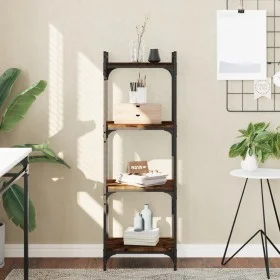 Bookcase with 4 shelves engineered wood smoked oak 40x30x120cm by , Bookcases and shelves - Ref: Foro24-837634, Price: 43,29 ...