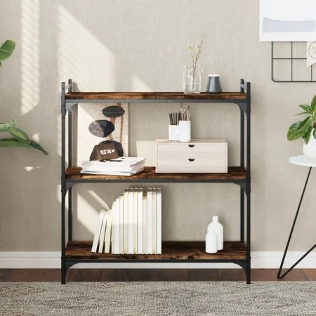Bookcase with 3 shelves engineered wood smoked oak 80x30x86 cm by , Bookcases and shelves - Ref: Foro24-837669, Price: 46,56 ...