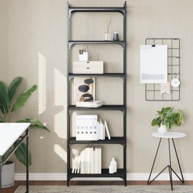 Bookcase with 6 shelves black engineered wood 60x30x188 cm by , Bookcases and shelves - Ref: Foro24-837662, Price: 63,36 €, D...