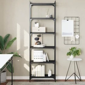 Bookcase with 6 shelves black engineered wood 60x30x188 cm by , Bookcases and shelves - Ref: Foro24-837662, Price: 62,68 €, D...
