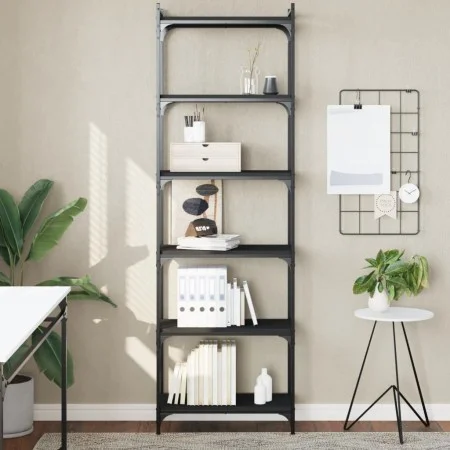 Bookcase with 6 shelves black engineered wood 60x30x188 cm by , Bookcases and shelves - Ref: Foro24-837662, Price: 62,68 €, D...