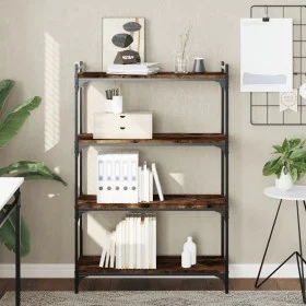 Bookcase with 4 shelves engineered wood smoked oak 80x30x120cm by , Bookcases and shelves - Ref: Foro24-837674, Price: 46,92 ...