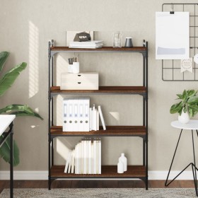 Bookcase with 4 shelves engineered wood brown oak 80x30x120 cm by , Bookcases and shelves - Ref: Foro24-837676, Price: 59,73 ...
