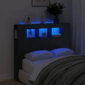 Cabecero con LED madera de ingeniería negro 120x18,5x103,5 cm de , Cabeceros y pies de cama - Ref: Foro24-837338, Precio: 76,...