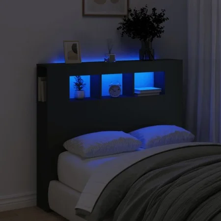 Kopfteil mit LED, schwarzem Holzwerkstoff, 120 x 18,5 x 103,5 cm von , Kopf- und Fußteile - Ref: Foro24-837338, Preis: 78,05 ...