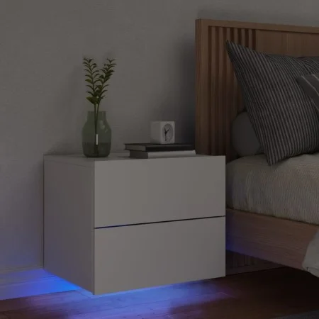 Wall bedside table with white LED lights by , Nightstands - Ref: Foro24-836812, Price: 58,26 €, Discount: %