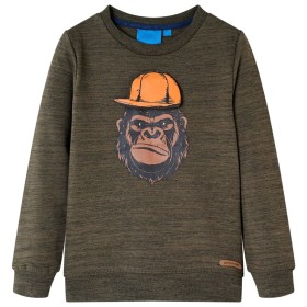 Dark khaki melange children's sweatshirt 128 by , Kids T-shirts - Ref: Foro24-13207, Price: 11,35 €, Discount: %