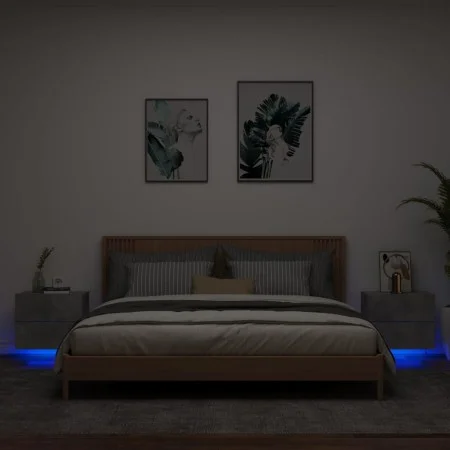 Mesitas de noche de pared con luces LED 2 uds gris hormigón de , Mesitas de noche - Ref: Foro24-836819, Precio: 78,60 €, Desc...