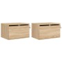 Wall bedside tables with LED lights 2 units Sonoma Oak by , Nightstands - Ref: Foro24-836831, Price: 67,28 €, Discount: %