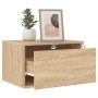 Wall bedside tables with LED lights 2 units Sonoma Oak by , Nightstands - Ref: Foro24-836831, Price: 67,28 €, Discount: %