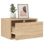 Wall bedside tables with LED lights 2 units Sonoma Oak by , Nightstands - Ref: Foro24-836831, Price: 65,63 €, Discount: %