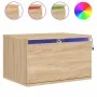 Wall bedside tables with LED lights 2 units Sonoma Oak by , Nightstands - Ref: Foro24-836831, Price: 65,63 €, Discount: %
