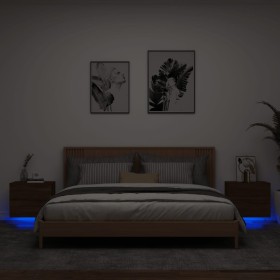 Mesitas de noche de pared con luces LED 2 unidades roble marrón de , Mesitas de noche - Ref: Foro24-836825, Precio: 96,33 €, ...