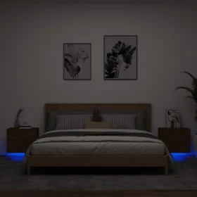 Mesitas de noche de pared con luces LED 2 unidades roble marrón de , Mesitas de noche - Ref: Foro24-836825, Precio: 95,18 €, ...