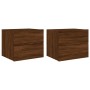 Wall bedside tables with LED lights 2 units brown oak by , Nightstands - Ref: Foro24-836825, Price: 96,23 €, Discount: %