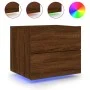 Wall bedside tables with LED lights 2 units brown oak by , Nightstands - Ref: Foro24-836825, Price: 95,20 €, Discount: %