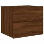 Wall bedside tables with LED lights 2 units brown oak by , Nightstands - Ref: Foro24-836825, Price: 95,20 €, Discount: %