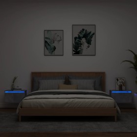 Mesitas de noche de pared con luces LED 2 uds gris hormigón de , Mesitas de noche - Ref: Foro24-836833, Precio: 75,38 €, Desc...