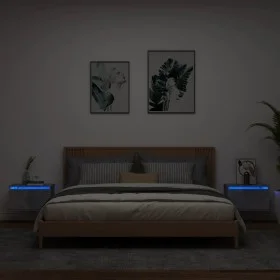 Wall bedside tables with LED lights 2 pcs concrete gray by , Nightstands - Ref: Foro24-836833, Price: 73,70 €, Discount: %