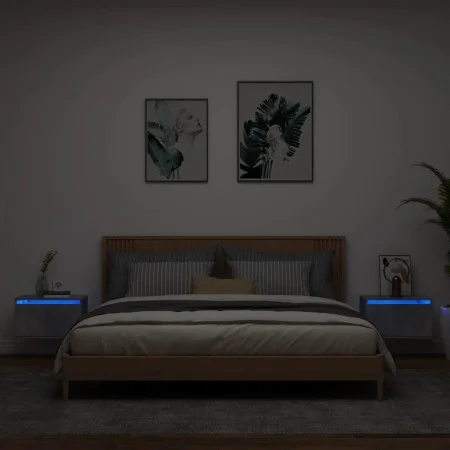 Mesitas de noche de pared con luces LED 2 uds gris hormigón de , Mesitas de noche - Ref: Foro24-836833, Precio: 73,70 €, Desc...