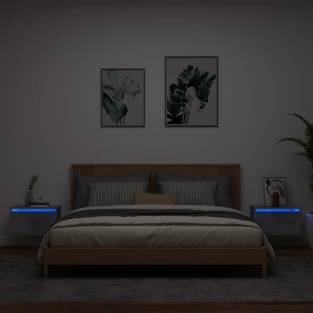 Wand-Nachttische mit LED-Leuchten 2 Stück betongrau von , Nachttische - Ref: Foro24-836833, Preis: 75,38 €, Rabatt: %