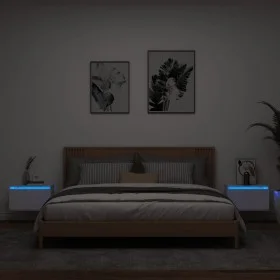 Wand-Nachttische mit LED-Leuchten, 2 Einheiten, weiß von , Nachttische - Ref: Foro24-836827, Preis: 66,67 €, Rabatt: %