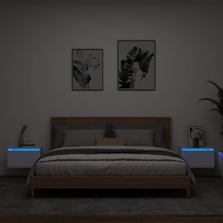 Wand-Nachttische mit LED-Leuchten, 2 Einheiten, weiß von , Nachttische - Ref: Foro24-836827, Preis: 68,09 €, Rabatt: %