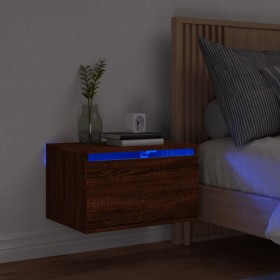 Mesita de noche de pared con luces LED roble marrón de , Mesitas de noche - Ref: Foro24-836838, Precio: 32,11 €, Descuento: %