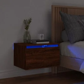 Wall bedside table with LED lights brown oak by , Nightstands - Ref: Foro24-836838, Price: 31,54 €, Discount: %