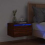 Wand-Nachttisch mit LED-Leuchten, braune Eiche von , Nachttische - Ref: Foro24-836838, Preis: 32,11 €, Rabatt: %