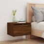 Mesita de noche de pared con luces LED roble marrón de , Mesitas de noche - Ref: Foro24-836838, Precio: 32,08 €