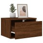 Mesita de noche de pared con luces LED roble marrón de , Mesitas de noche - Ref: Foro24-836838, Precio: 32,08 €