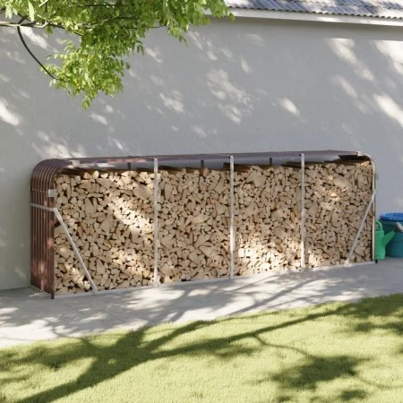 Brown galvanized steel log holder 300x45x100 cm by , Firewood bags and holders - Ref: Foro24-364576, Price: 85,06 €, Discount: %