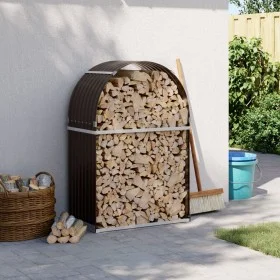 Brown galvanized steel log holder 80x45x120 cm by , Firewood bags and holders - Ref: Foro24-364569, Price: 56,20 €, Discount: %