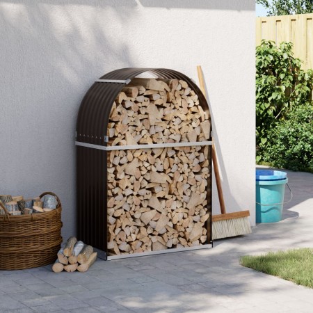 Brown galvanized steel log holder 80x45x120 cm by , Firewood bags and holders - Ref: Foro24-364569, Price: 57,10 €, Discount: %