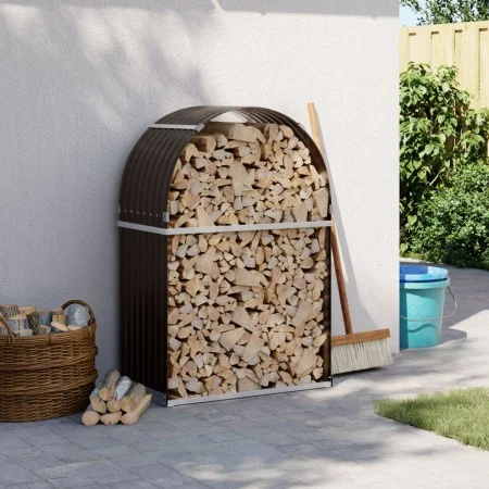 Brown galvanized steel log holder 80x45x120 cm by , Firewood bags and holders - Ref: Foro24-364569, Price: 56,20 €, Discount: %