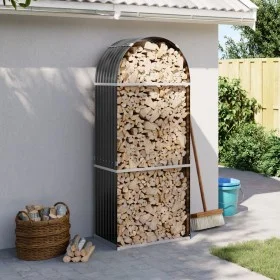 Anthracite gray galvanized steel log holder 80x45x190 cm by , Firewood bags and holders - Ref: Foro24-364560, Price: 63,73 €,...