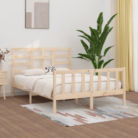 Estructura de cama madera maciza 150x200 cm Estructura de cama madera maciza 150x200 cm