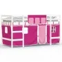 Cama alta para niños con cortinas madera pino rosa 90x200 cm de , Camas y somieres - Ref: Foro24-3206969, Precio: 208,28 €, D...
