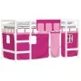 Cama alta para niños con cortinas madera pino rosa 90x200 cm de , Camas y somieres - Ref: Foro24-3206969, Precio: 208,28 €, D...