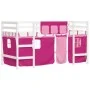 Cama alta para niños con cortinas madera pino rosa 90x200 cm de , Camas y somieres - Ref: Foro24-3206969, Precio: 208,28 €, D...
