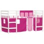 High bed for children with pink pine wood curtains 90x200 cm by , Beds and slatted bases - Ref: Foro24-3206969, Price: 198,36...