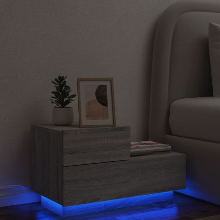 Bedside table with LED lights Sonoma gray 70x36x40.5 cm by , Nightstands - Ref: Foro24-836782, Price: 73,92 €, Discount: %