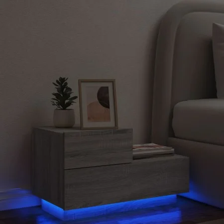 Bedside table with LED lights Sonoma gray 70x36x40.5 cm by , Nightstands - Ref: Foro24-836782, Price: 72,89 €, Discount: %