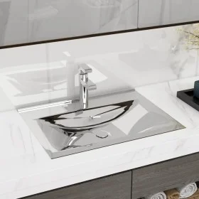 Silver ceramic sink with overflow 60x46x16 cm by vidaXL, Sinks - Ref: Foro24-143502, Price: 75,52 €, Discount: %