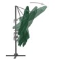 Sombrilla voladiza con poste de aluminio verde 400x300 cm