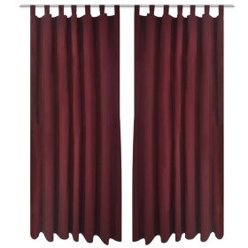2 cortinas micro-satinadas con trabillas color burdeos, 140 x 225 cm 2 cortinas micro-satinadas con trabillas color burdeos, 140 x