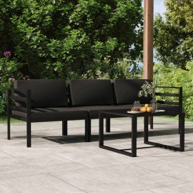 Set muebles de jardín 4 pzas y cojines aluminio gris antracita