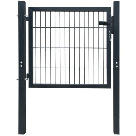Puerta de valla metálica acero gris antracita 105x150 cm en Puertas de jardín | Comprar online en Foro24